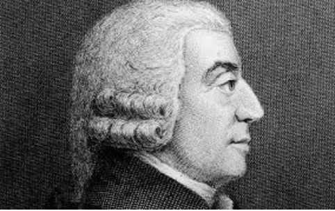 A picture of Adam Smith, an economist who wrote about the division of labour.
