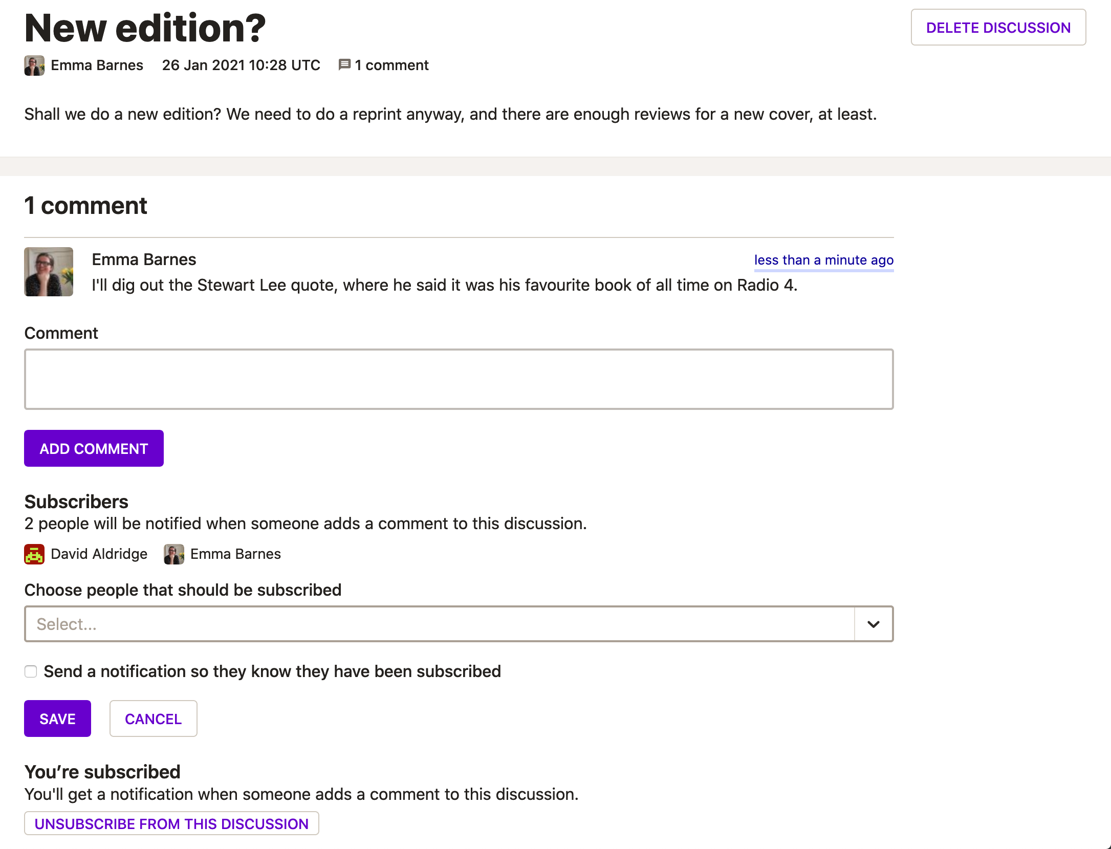 Shows discussions in Consonance.